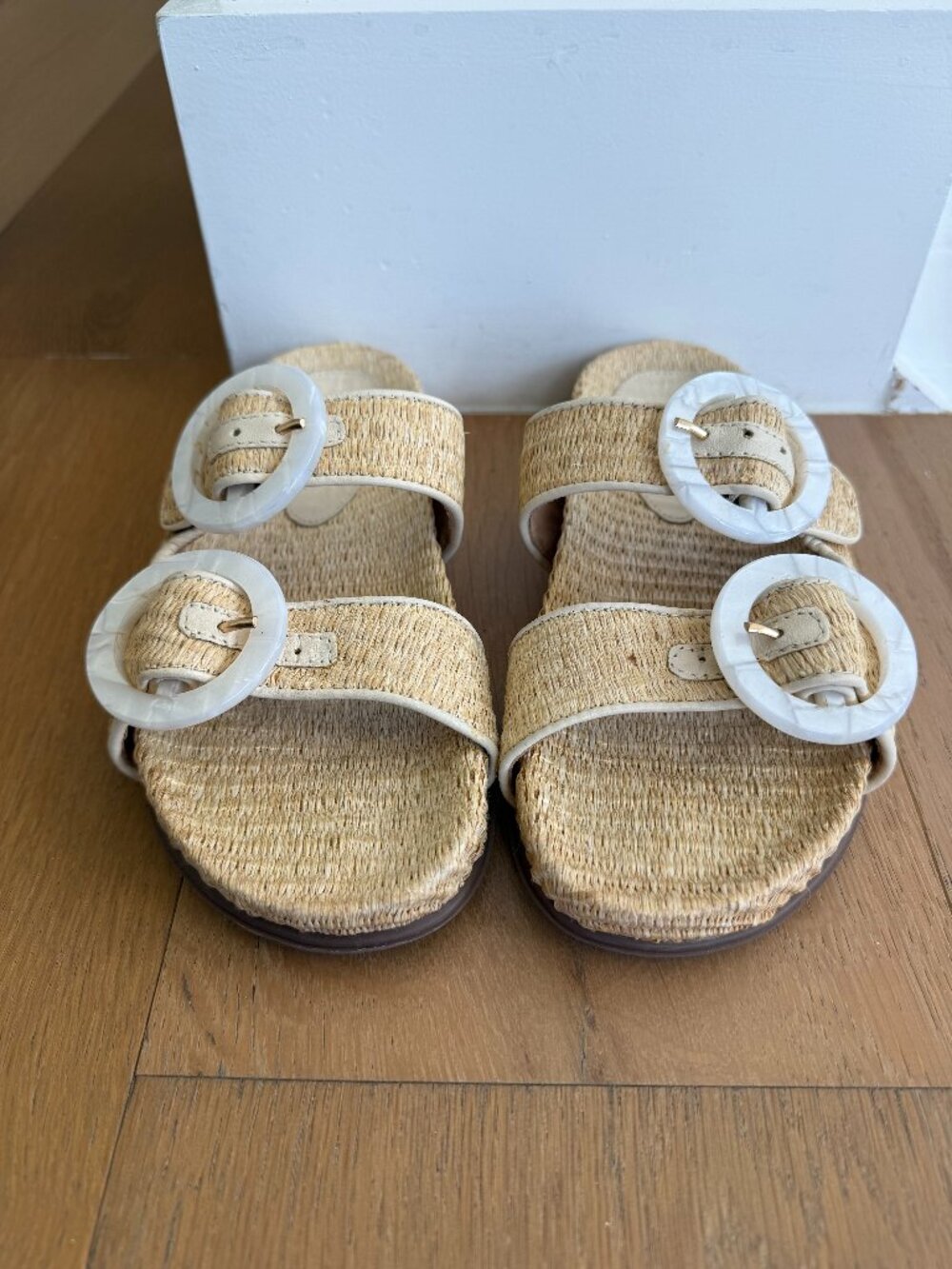 Schutz Coraline Raffia Slides - Size 5